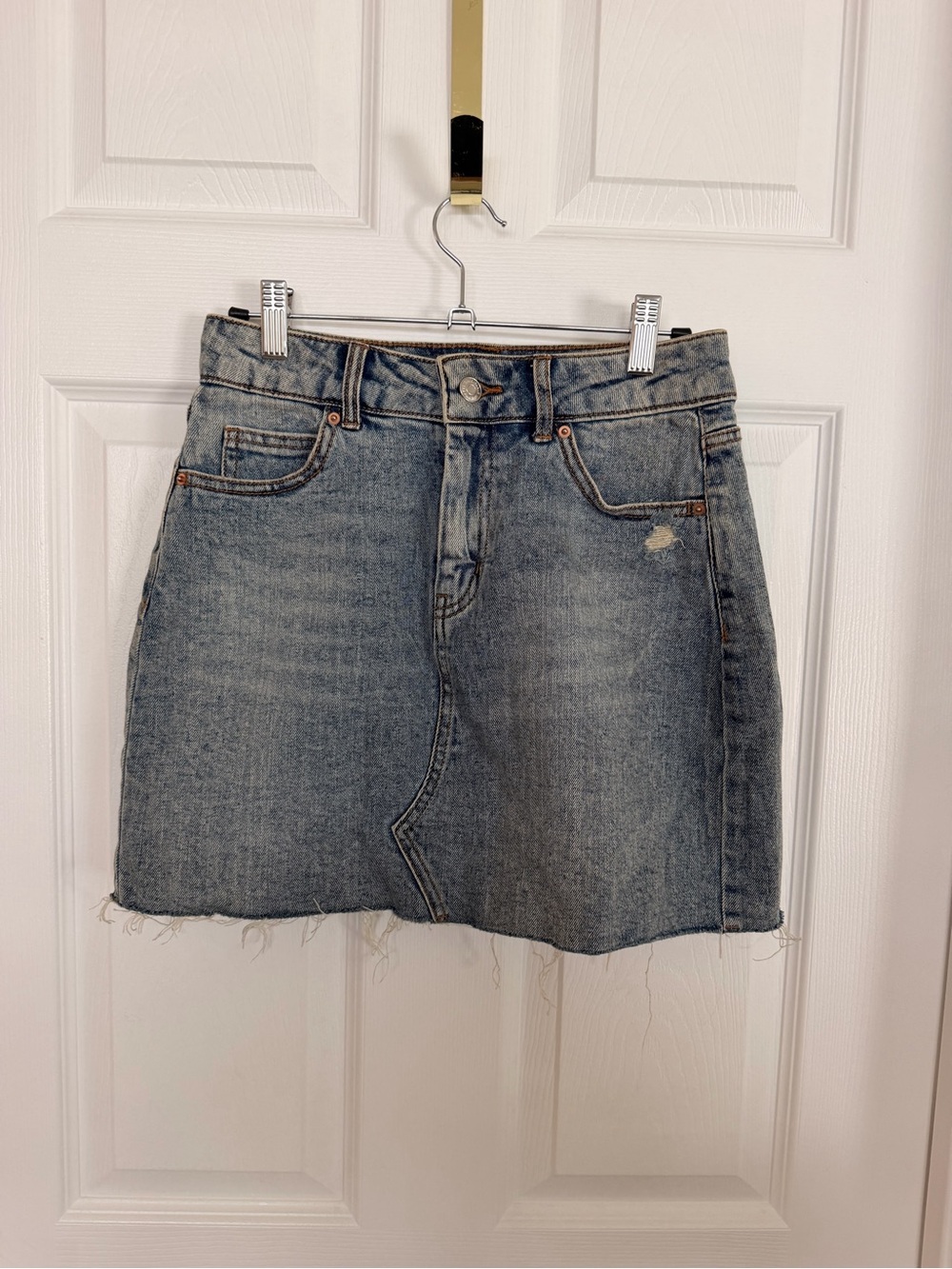 wild fable Blue Distressed Raw-Hem Denim Mini Skirt